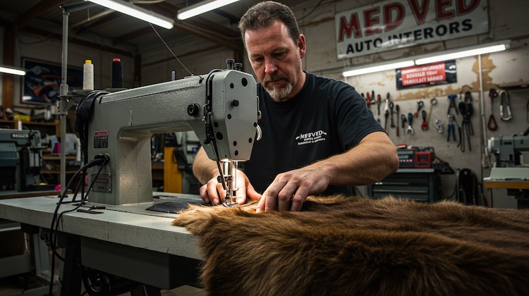 The Hog Ring - Russian Auto Shop Upholsters Ford F250 in Grizzly Bear Fur