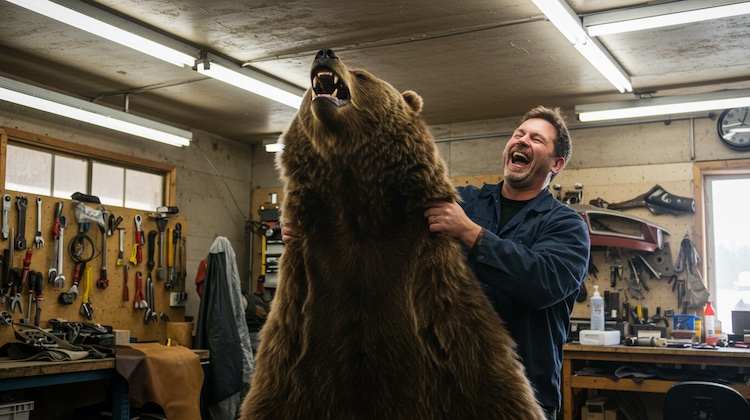 The Hog Ring - Russian Auto Shop Upholsters Ford F250 in Grizzly Bear Fur 3