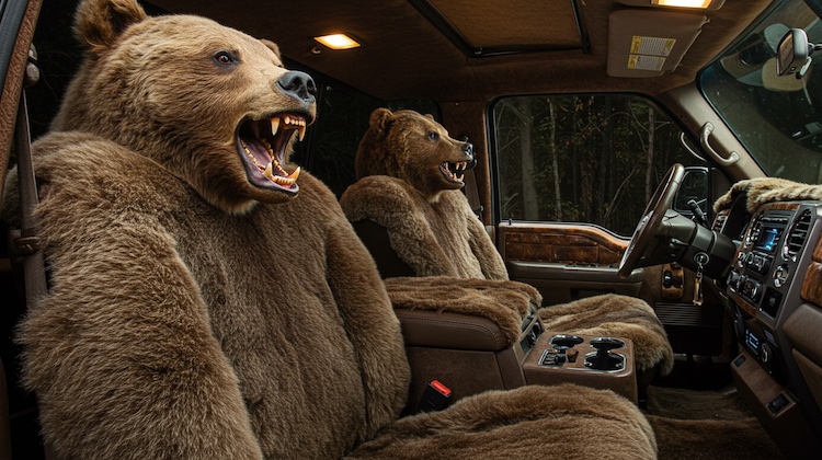 The Hog Ring - Russian Auto Shop Upholsters Ford F250 in Grizzly Bear Fur